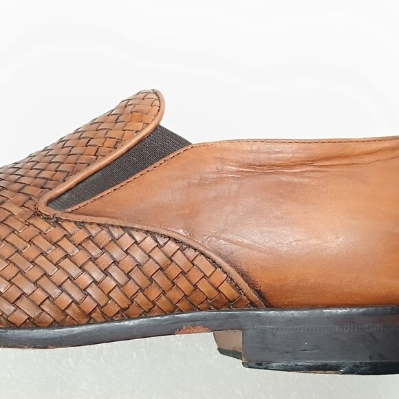 Saks Fifth Avenue Woven Leather Slip-On Loafers Mens 10 Made in Italy Good Cond - Picture 9 of 16